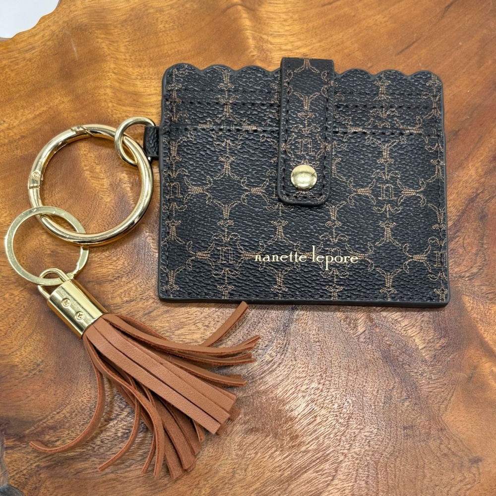 Nanette‎ Lepore Brown Gold Bangle Card & ID Wallet With Key Ring